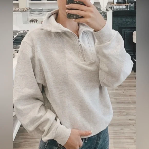 Anine Bing Tops Anine Bing Jalen Sweatshirt In Heather Gray